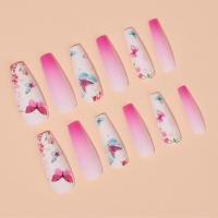 Ногти накладные с кл пластинами 12шт Бабочки балерина бел/роз к/кор QF Ногти накладные с кл пластинами 12шт Бабочки балерина бел/роз к/кор QF