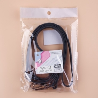 Ручка для сумки из натуральной кожи, с карабинами, 125 &times; 1,2 см, цвет чёрный