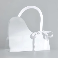 Переноска для цветов с лентой, 30х25х12 см, белая