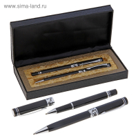 Ручки подарочные, 2 штуки: капиллярная, шариковая поворотная, в кожзам футляре, VIP, чёрные Ручки подарочные, 2 штуки: капиллярная, шариковая поворотная, в кожзам футляре, VIP, чёрные