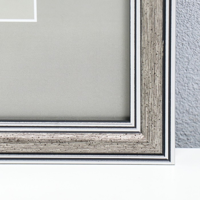 Фоторамка пластик 30х40 см, серебро