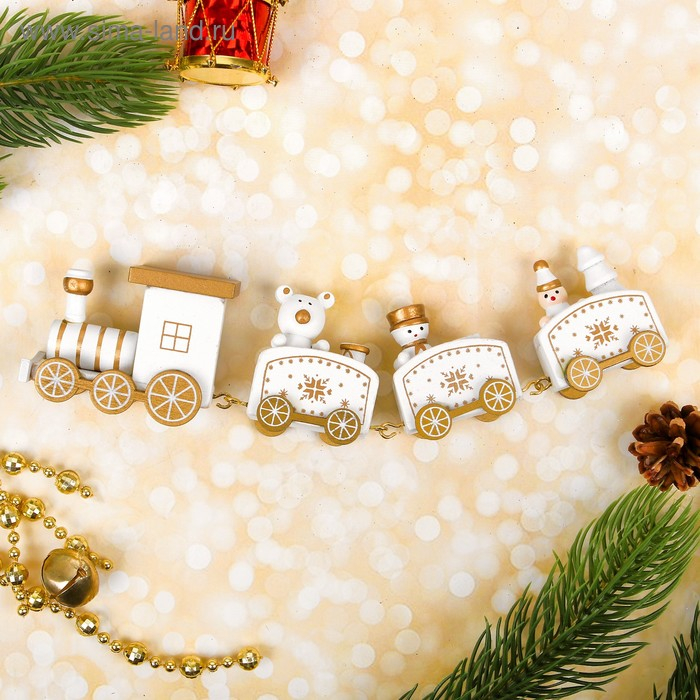 Сувенир «Новогодний поезд», 19 см, цвет белый Сувенир «Новогодний поезд», 19 см, цвет белый