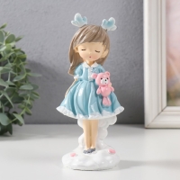 Сувенир полистоун "Девочка с оленьими рожками и мишкой в руках" МИКС 8х6,4х16,5 см