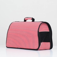 Сумка - переноска для животных "Полоски" с органайзером, розовая, размер M, 40 х 26 х 20 см