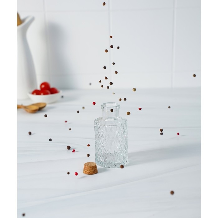 Баночка стеклянная для специй с пробковой крышкой Доляна &laquo;Парфе. Ажур&raquo;, 100 мл, 10&times;5 см