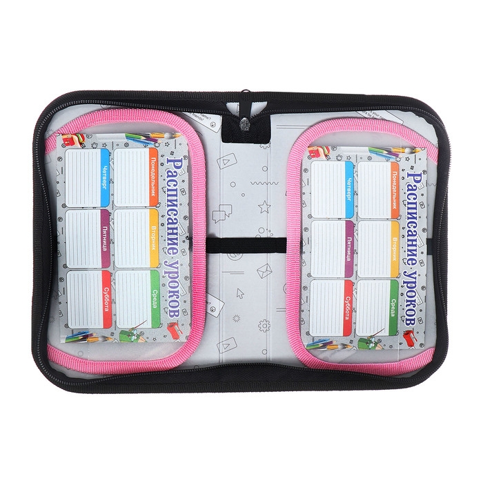 Пенал 1 секция, 130 х 210 х 40 мм, 2 откидные планки, тканевый, Calligrata TOP, Content "Авокадо"