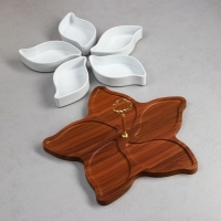 Менажница &laquo;Король&raquo;, 5 шт:300 мл, деревянное основание, фарфор, Иран