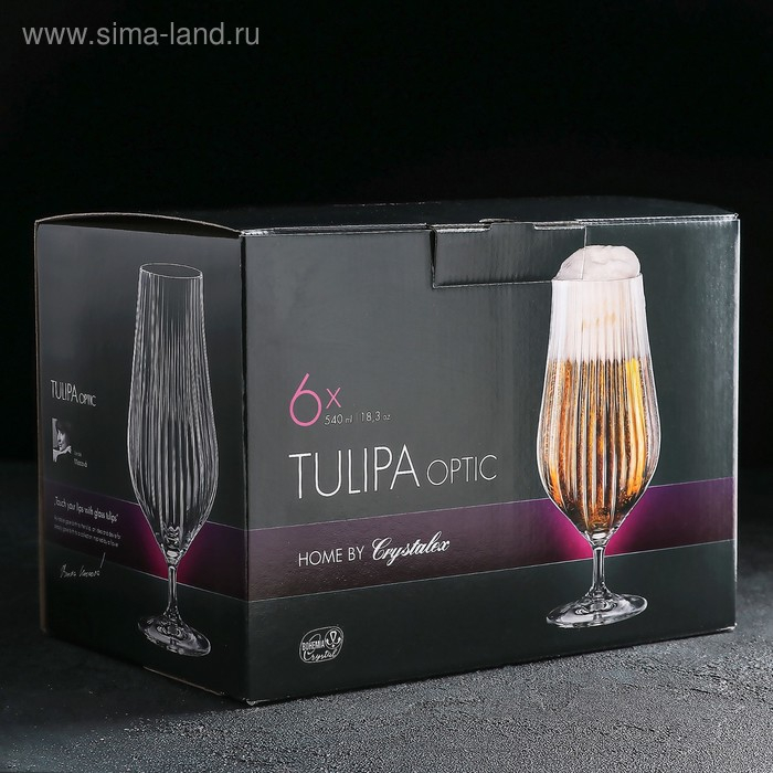 Набор бокалов для пива CRYSTALEX &laquo;Тулипа&raquo;, 540 мл, 6 шт