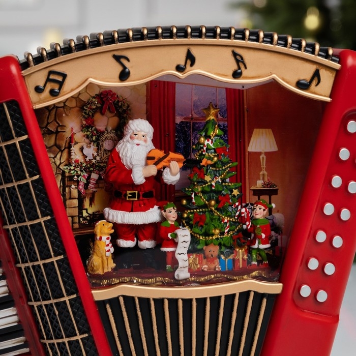 Фигура светодиодная &laquo;Волшебная гармонь&raquo;, 18.5х6.3х23 см, музыка, батарейки ААх3 (не в комплекте), USB, свечение тёплое белое