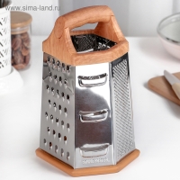 Тёрка шестигранная Доляна &laquo;Деревушка&raquo;, 14,5&times;11&times;23 см, цвет коричневый