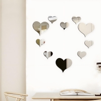 Наклейки интерьерные "Сердца", декор настенный зеркальный, набор 10 шт 9 - 15см Наклейки интерьерные "Сердца", декор настенный зеркальный, набор 10 шт 9 - 15см