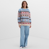 Новый год. Джемпер вязаный KAFTAN Scandinavia размер 54, голубой Новый год. Джемпер вязаный KAFTAN Scandinavia размер 54, голубой