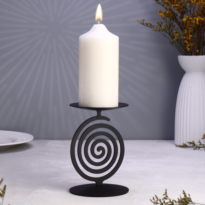 Подсвечник "Спираль" 11х10х16см, чёрный