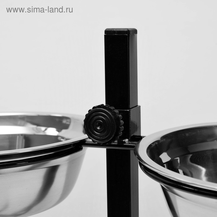 Подставка с мисками, 2 х 1,5 л, высота 50 см, разборная, чёрная Подставка с мисками, 2 х 1,5 л, высота 50 см, разборная, чёрная