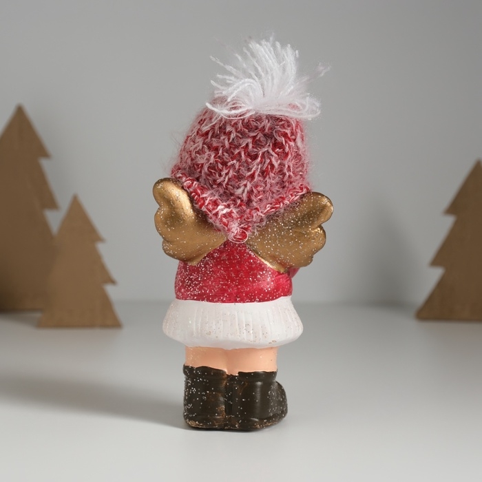 Сувенир керамика "Девочка-ангел в красном наряде, с сердечком" 7,5х5,5х17,5 см