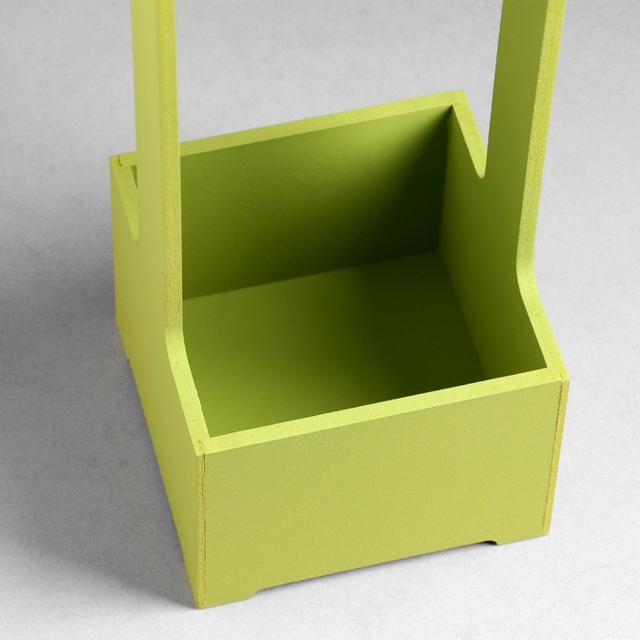 Кашпо - ящик деревянный 13,5х13,5х30 см Фисташковый