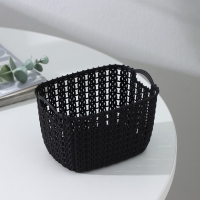 Корзина для хранения с ручками &laquo;Плетение&raquo;, пластик, 12&times;8,5&times;8 см, цвет МИКС