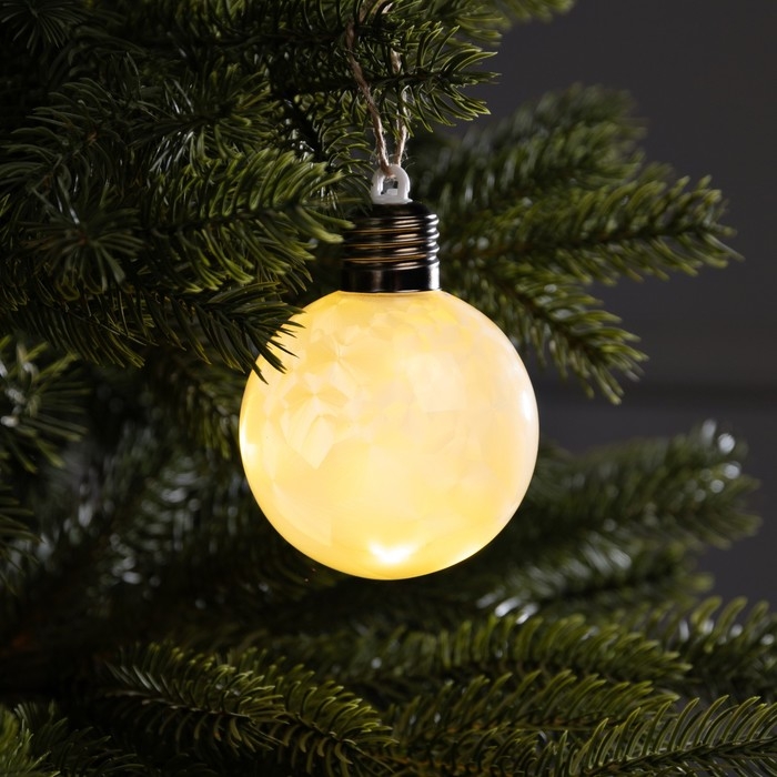 Елочный шар &laquo;Светлый шар&raquo; d=8 см, 5 LED, LR44x3 (в комплекте), свечение тёплое белое