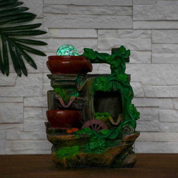 Фонтан "Старая бочка в лиане" 13,5х17,28 см (с подсветкой)