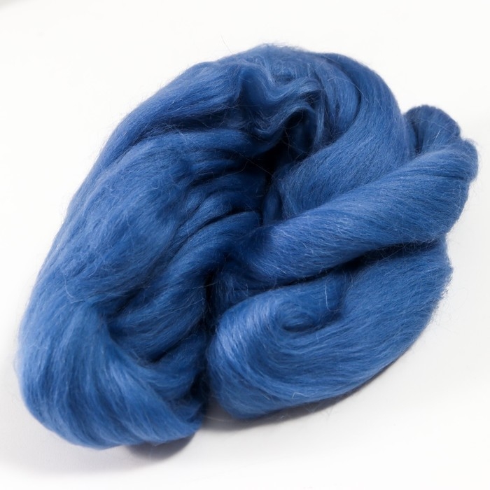 Шерсть для валяния 100% полутонкая шерсть 50 гр (022, джинса) МИКС