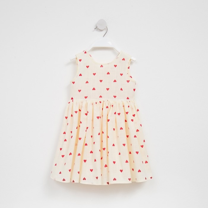 Платье для девочки MINAKU: Cotton Collection цвет бежевый, рост 98