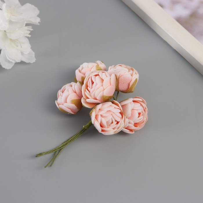 Декор для творчества Декор для творчества "Пионы" бело-оранжевый (1 набор=1 букет) в букете 6 шт 2,5х10,5 см