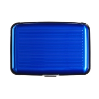 Визитница пластиковая, металлическая, с отделениями внутри, синяя Визитница пластиковая, металлическая, с отделениями внутри, синяя