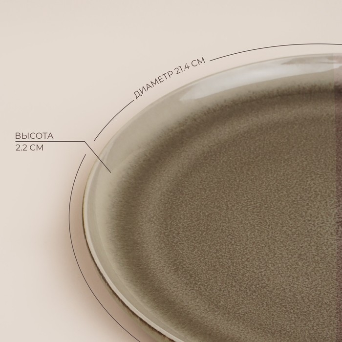 Набор тарелок фарфоровых SL Home &laquo;Мольвено&raquo;, d=21,4 см, цвет коричневый