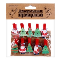 Набор для фото и декора "Новый год", в наборе прищепки 10 шт., верёвка &mdash; 100 см