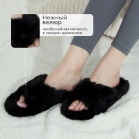 Тапочки женские с открытым носом размер 36, цвет чёрный