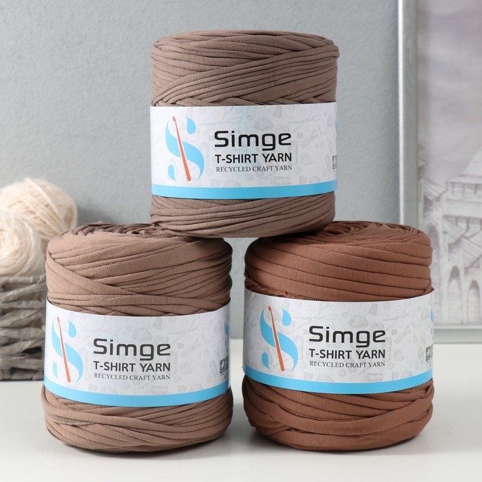 Трикотажная пряжа вторичная 90% хлопок,10% п/э, 100м/450&plusmn;50 гр (кофе с молоком) МИКС