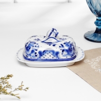 Маслёнка &laquo;Тюльпан&raquo;, 16х10,5х10 см, гжель