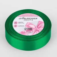 Лента атласная, 25 мм × 23 ± 1 м, цвет зелёный №19 Лента атласная, 25 мм × 23 ± 1 м, цвет зелёный №19