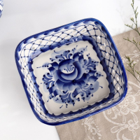 Блюдо &laquo;Сухарница&raquo;, гжель, микс