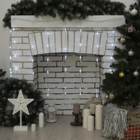 Гирлянда &laquo;Занавес&raquo; 2.5 &times; 0.65 м с насадками &laquo;Капли&raquo;, IP20, прозрачная нить, 50 LED, свечение белое, 8 режимов, 220 В