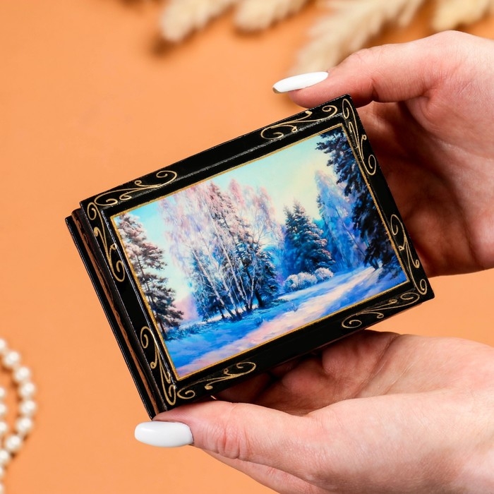 Шкатулка &laquo;Зимний лес&raquo;, 8&times;10 см, лаковая миниатюра