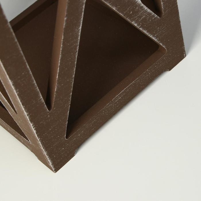 Кашпо деревянное 14&times;14&times;26 см "Фонарь Хай-тек Прованс", коричневый