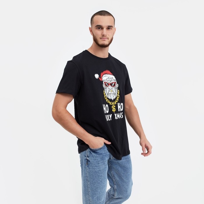 Футболка мужская новогодняя , цвет чёрный, размер 50 Футболка мужская новогодняя , цвет чёрный, размер 50
