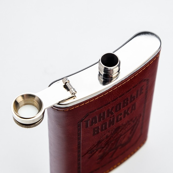 Фляжка для алкоголя и воды, 270 мл, Фляжка для алкоголя и воды, 270 мл, "Танковые войска", нержавеющая сталь, подарочная, 9 oz