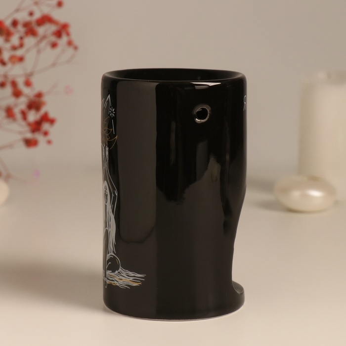 Аромалампа керамика "Я выбираю себя" чёрная с золотом 7,2х7,2х11,6 см