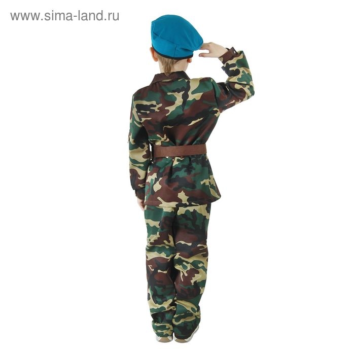 Карнавальный костюм &laquo;ВДВ&raquo;, китель с манишкой, брюки, берет, ремень, рост 110 см