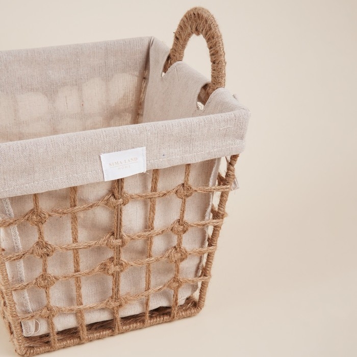 Корзина для хранения SL Home, ручное плетение, с ручками, квадратная, джут, 27&times;27&times;31 см