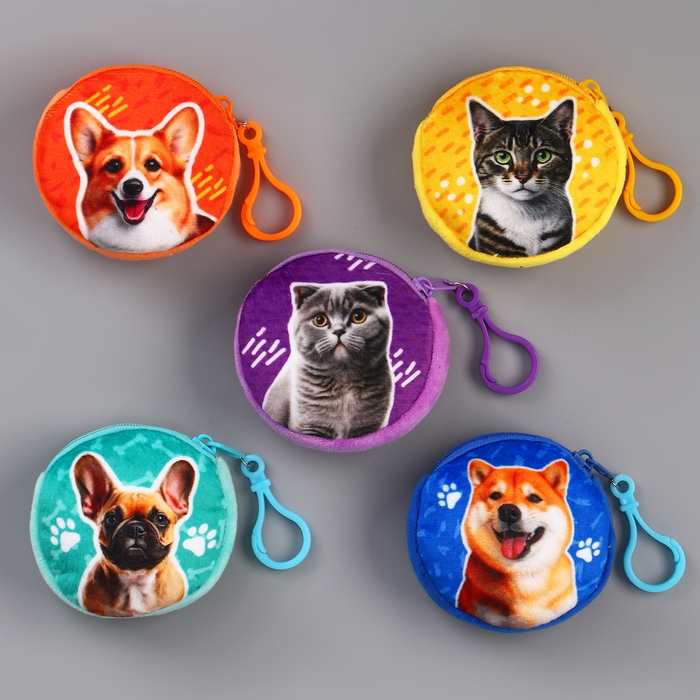 Кошелёк детский для девочки в шоубоксе &laquo;Животные&raquo;, плюш, цвет МИКС