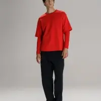 Футболка оверсайз с двойным рукавом Kosmos, красная, размер XS/S