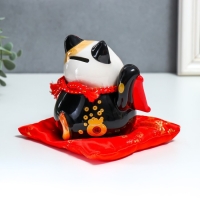 Копилка керамика "Манэки-нэко чёрный с веером и свитком" 9х8х11 см Копилка керамика "Манэки-нэко чёрный с веером и свитком" 9х8х11 см