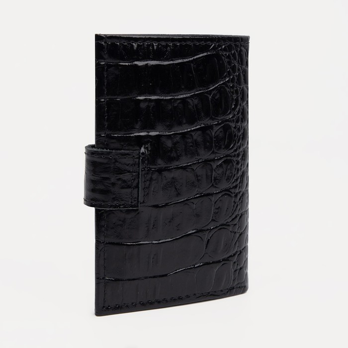 Портмоне мужское на кнопке, для купюр, для карт, для монет, цвет чёрный