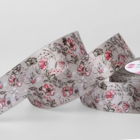 Лента атласная &laquo;Холодные цветы&raquo;, 25 мм &times; 23 &plusmn; 1 м, цвет серый