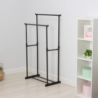 Вешалка - стойка напольная для одежды LaDо́m, двойная, телескопическая, 80&times;42&times;90(150) см, цвет чёрный