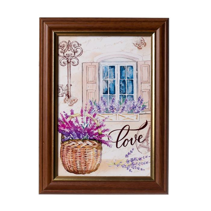 Ключница "Окно с лавандой" 15х21 см орех