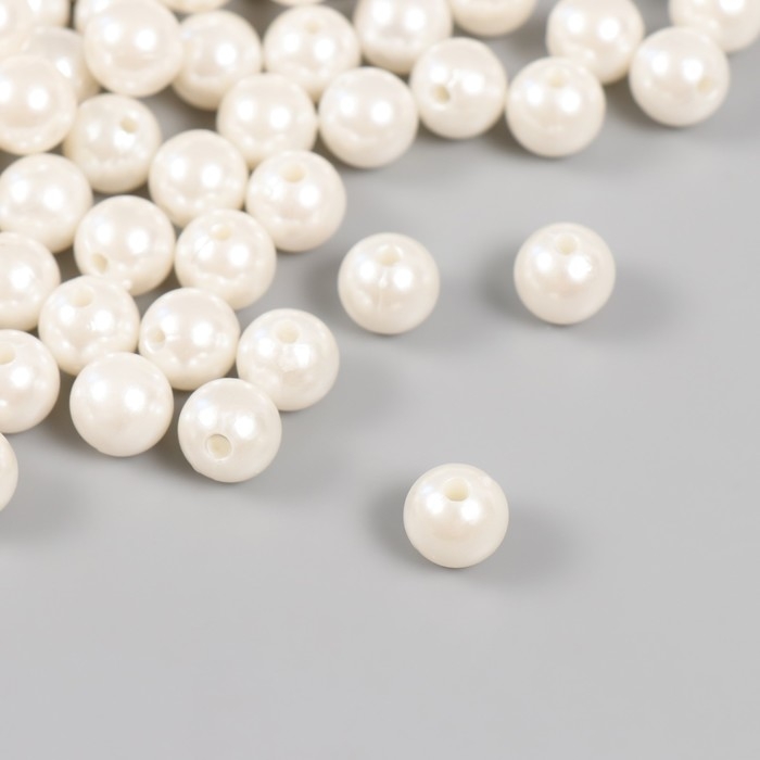Набор бусин "Жемчуг" d 10 мм, 250 гр, белый